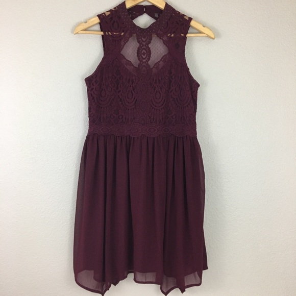 Xhilaration | Burgundy Lace A-Line Dress - Picture 2 of 8